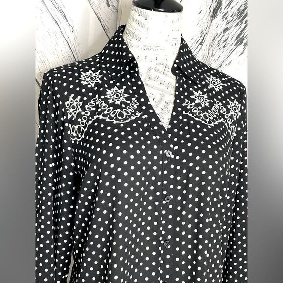 Express Portofino Slim Fit Polka Dot Shirt w/Embroidery M - Picture 3 of 9